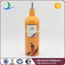 YSov0004-01 Orange Ceramic Oil Bottle With Chili Design